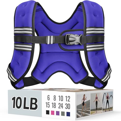 Image of Zeerun Weighted Vest, 6lb /8lb /10lb /12lb /15lb /18lb /20lb /24lb /30lb for Men Women, Reflective Stripe Adjustable Buckle, Comfortable Durable Rucking Vest for Walking Running Strength Training