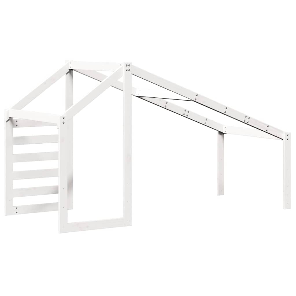 Techo para cuna blanco de madera de pino maciza, 198 x 97 x 113 cm, con entrada abierta, accesorio para somier y soporte para colchón, ideal para habitación infantil, zona de juegos