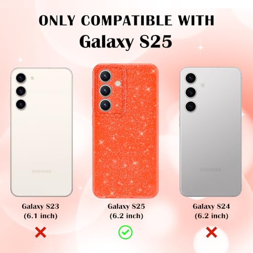 Newseego for Samsung Galaxy S25 5G Case, Cute Luxury Sparkle Bling Glitter Case for Women Girls Soft TPU Bumper Anti-Scratch Shockproof Protective Case Cover for Samsung Galaxy S25-Orange by Newseego - Image 5