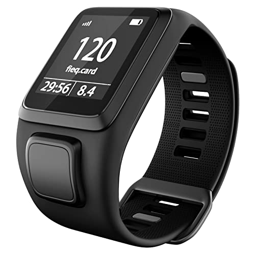 MODJUEGO Correa de repuesto para reloj inteligente TomTom Runner 3 Cardio + Music Watch correa de silicona (negro)