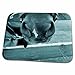 3dRose Horse Muzzle with hay Fence Blue - Bathroom Bath Rug Mats (rug-196166-1)
