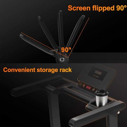 Image of Foldable Treadmill with Incline, Treadmills for Home with Handlebars, Quiet Brushless Small Space Portable Running Walking Machine with Bluetooth APP & Pulse Monitor