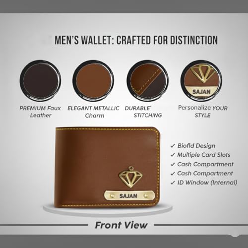Image of Personalised Men's Wallet with Name | Vegan Faux Leather Stylish Slim Wallet | Gifts for Men boyfriend husband valentine's day