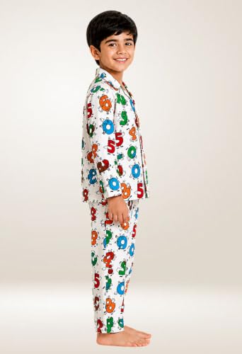 Image of 3BROS Kid's Pure Cotton Full Sleeves Night Suit /Dress for Boys /Girls Full Pajama & Top Sleep Suit Combo Set