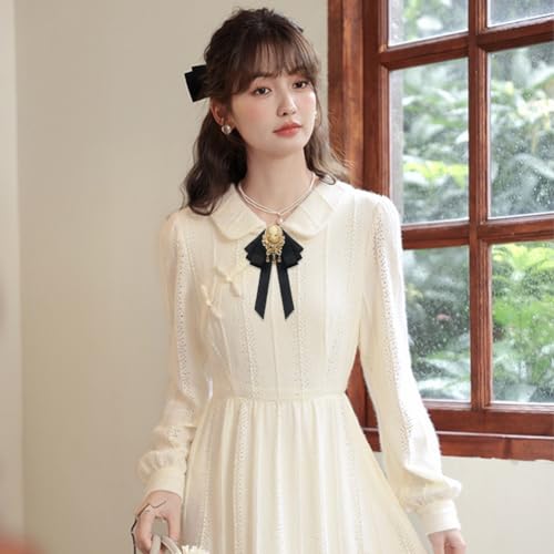 Image of Retro Court style Crystal Ribbon Bow Tie Brooch Pins for Women Girls Victorian Cameo Bow Brooch Pre-Tied Bowknot Corsage Collar accessory