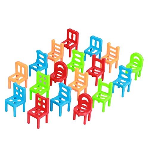 Chaise sur Jeu de Chaise, chaises et échelles de Jeu empilables, Jouets d'équilibrage Chaises en Plastique Chaise empilable colorée Jouets Intelligence pour Enfants Unisexes (Couleur aléatoire 18Pcs) Cover