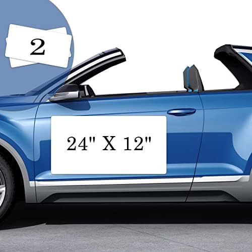 OUCPC Blank Car Magnets with 40 mils, 2 Pack 24” x 12” Car Magnets and Decals, Rounded Corners Car Door Magnets, Magnet for Car to Advertise Business, Prevent Car Scratches & Dents