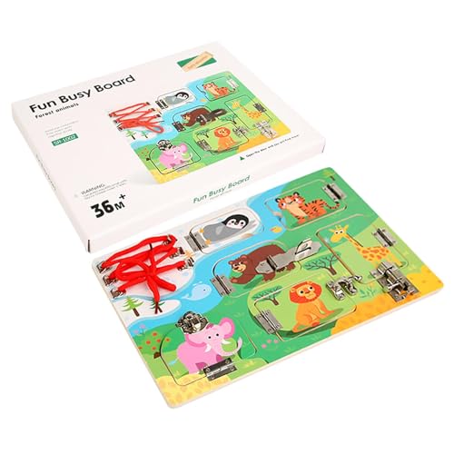 Tabla sensorial para – Cerraduras y pestillos de madera de colores – Juguetes sensoriales Portátiles para, actividades de aprendizaje preescolar para niños y niñas