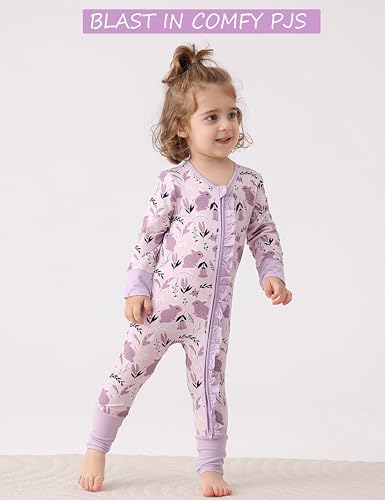 JunNeng Baby Girl Viscose from Bamboo Sleeper with Mitten Cuffs, 2 Way Zipper Romper, Sleep N' Play Pajamas 0-18 Months3