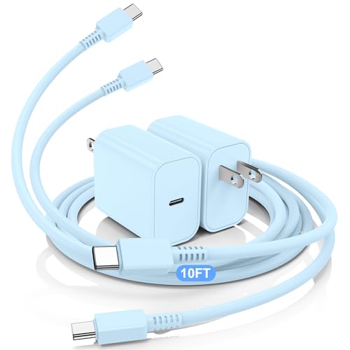 DGVERS 45W Super Fast Charger USB C Port, 2Pack 10FT for Samsung Fast Charging Cord Cable& Samsung Type C Charger Block Galaxy S26 S25 S24 S23 S22 S21 Ultra/Plus, Tab S10 S9 S8,iPhone17/16/15,Blue by DGVERS - Used condition - CA$16.35