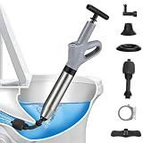 Toilet Plunger, High Pressure Drain Unclogger Plungers with Pressure Gauge, Toilet Auger Air Drain Blaster, Versatile Heavy Duty Clog Remover for Bathroom, Kitchen, Floor Drain