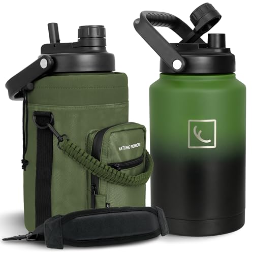 Image of NATURE PIONEOR 1 Gallon (128oz) Insulated Water Bottle Jug with Carrier Bag