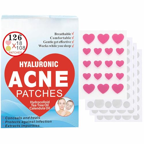 Patches de espinilla - 126 piezas transparentes, parches ZIT | Cómodo de pegar, hidrocoloide spot trate pegatinas | Parche de acné para frente, nariz, mejillas y barbilla