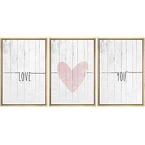 SIGNWIN Framed Canvas Print Wall Art Pink Hearbeat...