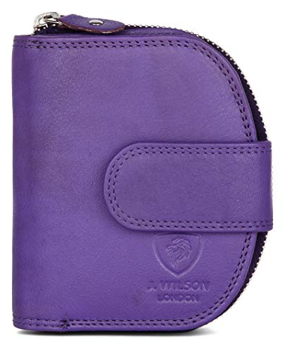 J. Wilson London Ladies RFID Safe Designer Leather Purse Card Women Wallet Zip Pocket Boxed