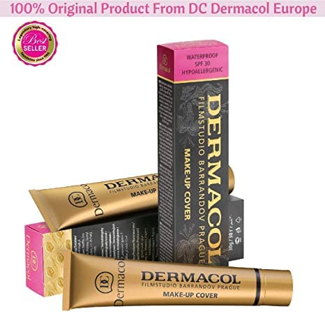Image of DC Dermacol Professional Full Coverage Waterproof Foundation SPF 30, Shade 207 Very Light Beige (Apricot Undertone), Matte Finish for Oily & Acne-Prone Skin, Long Wear Makeup, 30g