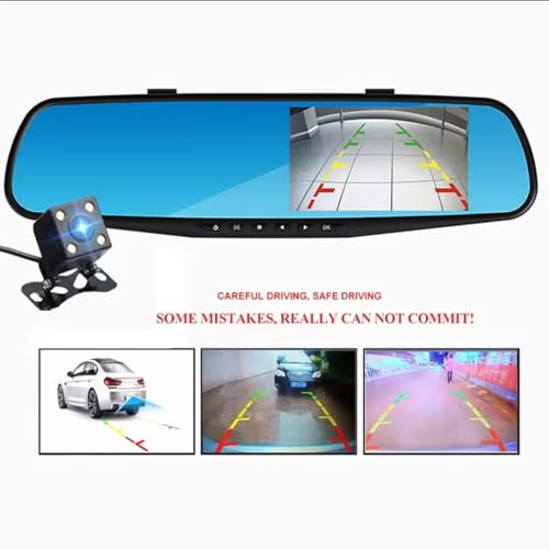 Image of Maizic Smarthome 3In1 2K Front /Rear /Mirror Car DVR Dash Cam Rear View Reverse G-Sensor 1080P|4.3'' Screen|Night Vision|SD Card Support 32 GB|Loop Recording|170 Angle View|Motion Detection
