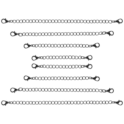 8 extensiones de cadena negra, 4 tamaños de cadena de acero inoxidable, extensión de pulsera para extender tus collares y pulseras para mujeres