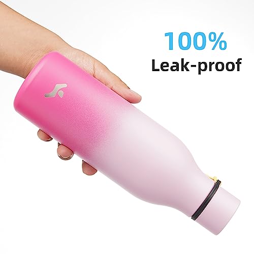 Image of Konokyo Insulated Water Bottle with Strap,18 oz Double Wall Stainless Steel Vacuum Bottles Metal Water Flask,Cherry