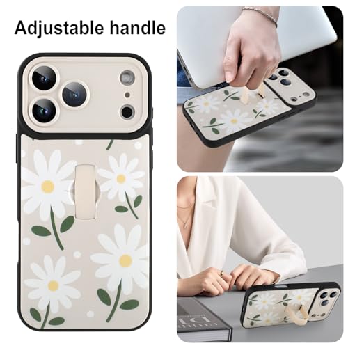 MOWIME Compatible with iPhone 17 Pro Max Case with Finger Strap, Daisy Floral Shockproof Soft TPU Protective Cover for Women Girls, Slim Anti Scratch Case for iPhone 17 Pro Max 6.9 Inch, White by MOWIME - Used condition - Image 3