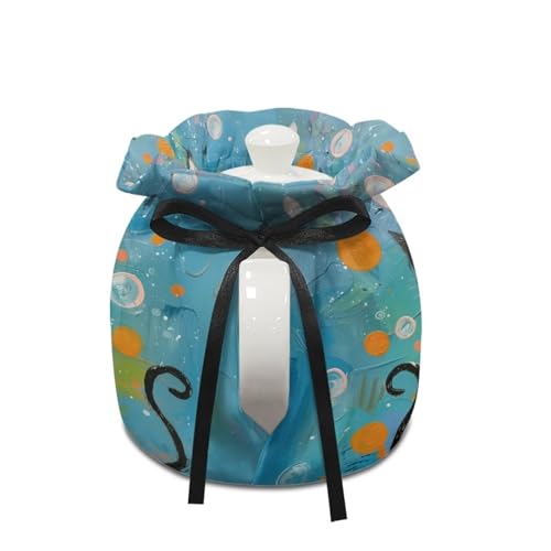 Image of Xoenoiee Cartoon Cats Paint Print Tea Cosy Cover Teapot Warmer Teapot Cover Tea Pot Decor Cover, Tea Cozy for Kitchen Home Tea Pot Tea Kettle Quilt, CZA18