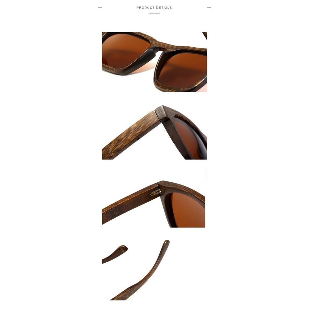 Vintage Holzrahmen Sonnenbrille Schwarze Bambusbrille Für Männer Polarisiert UV400 Schutz