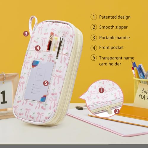Image of Janhavi Initial Large Capacity Premium Oxford Cute Aesthetic Pencil Case Pouch Bag Special School Supplies Colored Stationery Organizer Gifts for Girls, Women, Adults