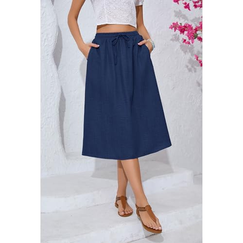 Image of Witsmile Women's Summer Pleated High Waisted Casual Flowy Skirt Pockets