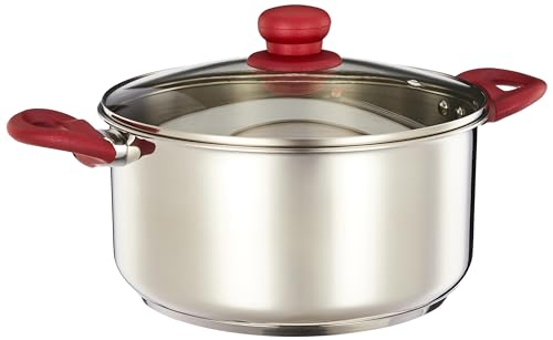 Amazon Brand - Solimo Stainless Steel Casserole with Glass Lid | Impact-Forged Bottom | Soft-Touch Handle | Dishwasher-Safe | 24 cm, 5 L | Silver Amazon Brand - Solimo Stainless Steel Casserole with Glass Lid | Impact-Forged Bottom | Soft-Touch Handle | Dishwasher-Safe | 24 cm, 5 L | Silver