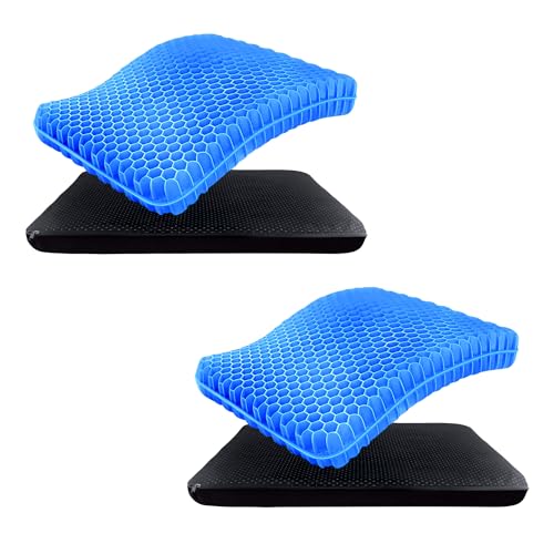 2x Gelkissen Orthopädisches Sitzkissen, Atmungsaktiver, Waschbarer und Rutschfester Orthopädischer Gelsitz zur Reduzierung des Drucks auf Hüfte und Steißbein, Kissen für Auto, Büro, Rollstuhl, Garten