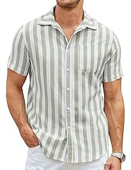 Linen - Green Thick Stripes