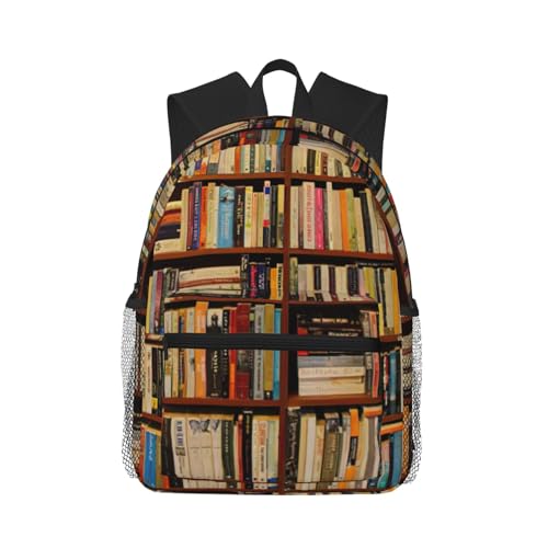 Sac à dos ordinateur imprimé bibliothèque avec bandoulière ergonomique confortable