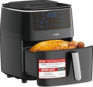 Tefal Easy Fry Grill & Steam Heißluftfritteuse, 3-in-1 (Air Fryer, Grill und Dampfgarer), 7 automatische Programme, 6, 5 Liter, energiesparend, gesunde Friteuse ohne Öl, schwarz, FW2018