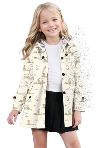 Image of SANGTREE Girl's Waterproof Trench Coat Hooded Lightweight Windbreaker Rain Jackets