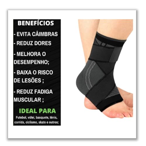 Kit 2 Tornozeleira Compressão Ortopédica Ajustável Elástica Estabilizadora de Proteção Crossfit Acad