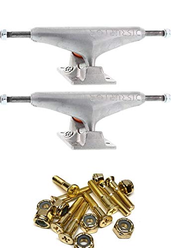 Disruptor Raw Skateboard Trucks - 5.5" Hanger 8.0" Axle with 1" Gangsta Gold Hardware - Bundle of 2 Items