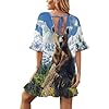 Bear in Forests Beach Cover Ups for Women Swimwear Bathing Suit Swimsuit Half Sleeve Dress #1