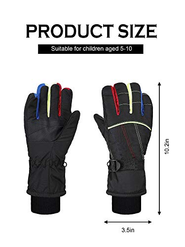 Image of SATINIOR 2 Pairs Kids Waterproof Winter Snow Gloves Ski Gloves for Boy Girl Outdoor Warm Thickening Snowboard