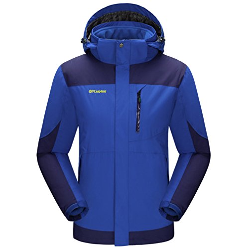 FLYGAGA Men's 3 in 1 Windproof Waterproof Breathable Hardshell Jacket Outdoor Sport Camping Hiking Climbing Jacket Coat (X-Large, Royal Blue)