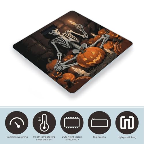 Báscula digital de baño Skull Pumpkin con pantalla LCD, vidrio templado miniatura 3