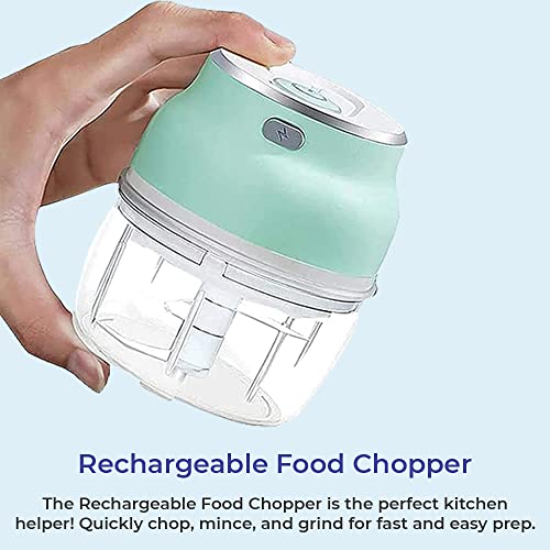 Pgi Traders Rechargeable Food Chopper | Stainless Steel Blades | Mince, Slice, Blend | Portable | Easy Clean| Usb Cable Included | Bpa-Free | 8Oz. Capacity #TOP5