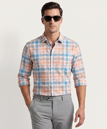Image of Afflatus Men's Checked Casual Premium Cotton Blend Full Sleeve Regular Fit Check Shirt for Man | Stylish Checks Shirt for Casual Wear | Cotton Shirt for Men