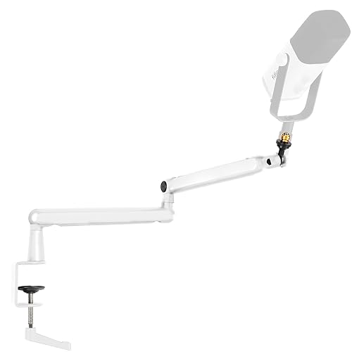 FIFINE Braccio microfono, aste piatte regolabili, supporto microfono con clip per microfono, adattatore a vite, gestione dei cavi, per podcast, streaming, gaming, studio