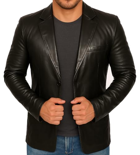 Men's Leather Blazer Coat - Lambskin Leather Blazer Men Casual Leather Sport Coats Jacket2