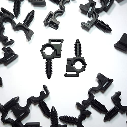 Woodzdon 25 Pcs 1/4\" ID 3/8\" OD Wire Cable Loom Routing Retainer Clips for GM 12040984 for Auveco 19440 Black Nylon Convoluted Conduit Wiring Harness for Chevrolet for Buick for Cadillac for Pontiac - Thumbnail 4