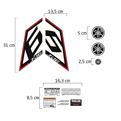Kit Adesivos Moto Yamaha Xj6 2015 Faixa Do Tanque + Emblemas Cor: VERMELHO