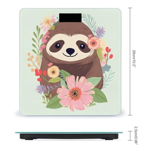 Báscula digital baño Sloth y flores 400lb LCD miniatura 2