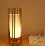 AFORTLO Led Table Desk Lamp, Light Luxury Linen Decorative Nightstand Night Light Metal Cage Solid...