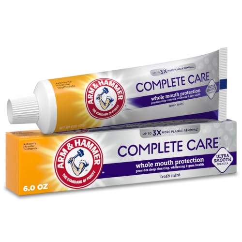 ARM & HAMMER Complete Care Toothpaste, Teeth Whitening Toothpaste, Fluoride, Whole Mouth Protection, Fresh Mint Flavor, 6.0 oz (Pack of 1)