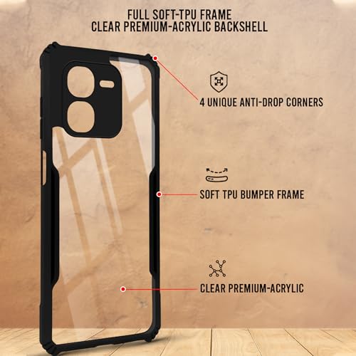 Image of Jkobi Back Cover Case for Vivo IQOO Z9x 5G (Shockproof with Polycarbonate Clear Panel | Professional Black)